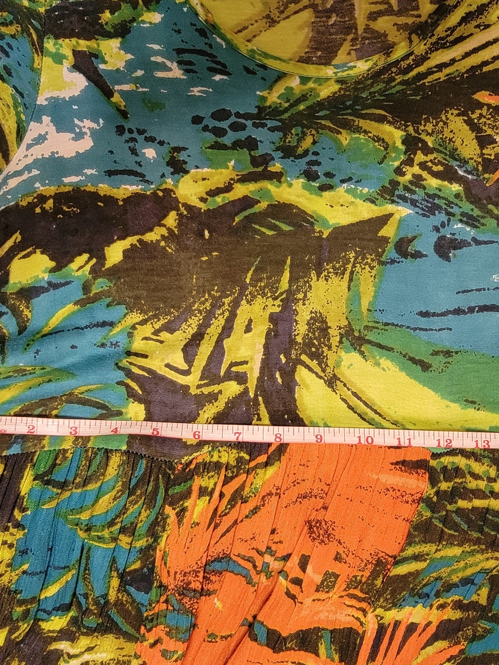 Vintage 90s PHOOL Boho Crinkle Rayon Abstract Maxi Dress Handkerchief Hem Large - Picture 12 of 14